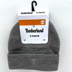TIMBERLAND 2 PACK BEANIE SET, UNISEX, ONE SIZE FITS ALL, GREY & BLACK,